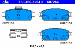 Комплект тормозных колодок, дисковый тормоз для OPEL ZAFIRA TOURER C (P12) 1.4 2011-, код двигателя A14NEL,B14NEL, V см3 1364, кВт 88, л.с. 120, бензин, Ate 13046072642