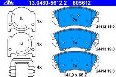 Колодки тормозные дисковые передн, для OPEL ZAFIRA TOURER C (P12) 1.6 CDTI 2013-, код двигателя B16DTH, V см3 1598, кВт 100, л.с. 136, Дизель, Ate 13046056122